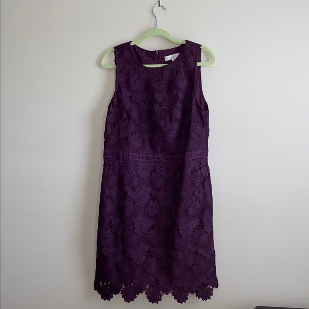 COPY - NEW Ann Taylor loft sheath dress purple lace 12